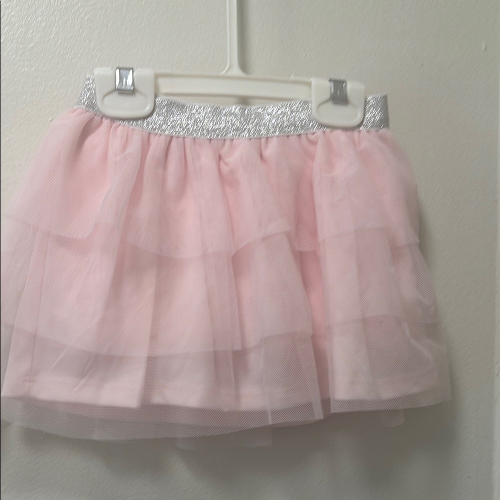 Pink Tulle Skirt with Silver Waistband size 2T toddler girls